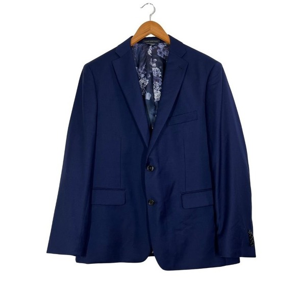 Indochino Men's Navy Wool Blazer Sport Coat 2-Button Lined Floral Interior - Picture 1 of 14